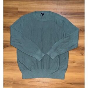 Mens J. Crew Crewneck Sage Green Cotton Pullover Minimalist Solid Sweater